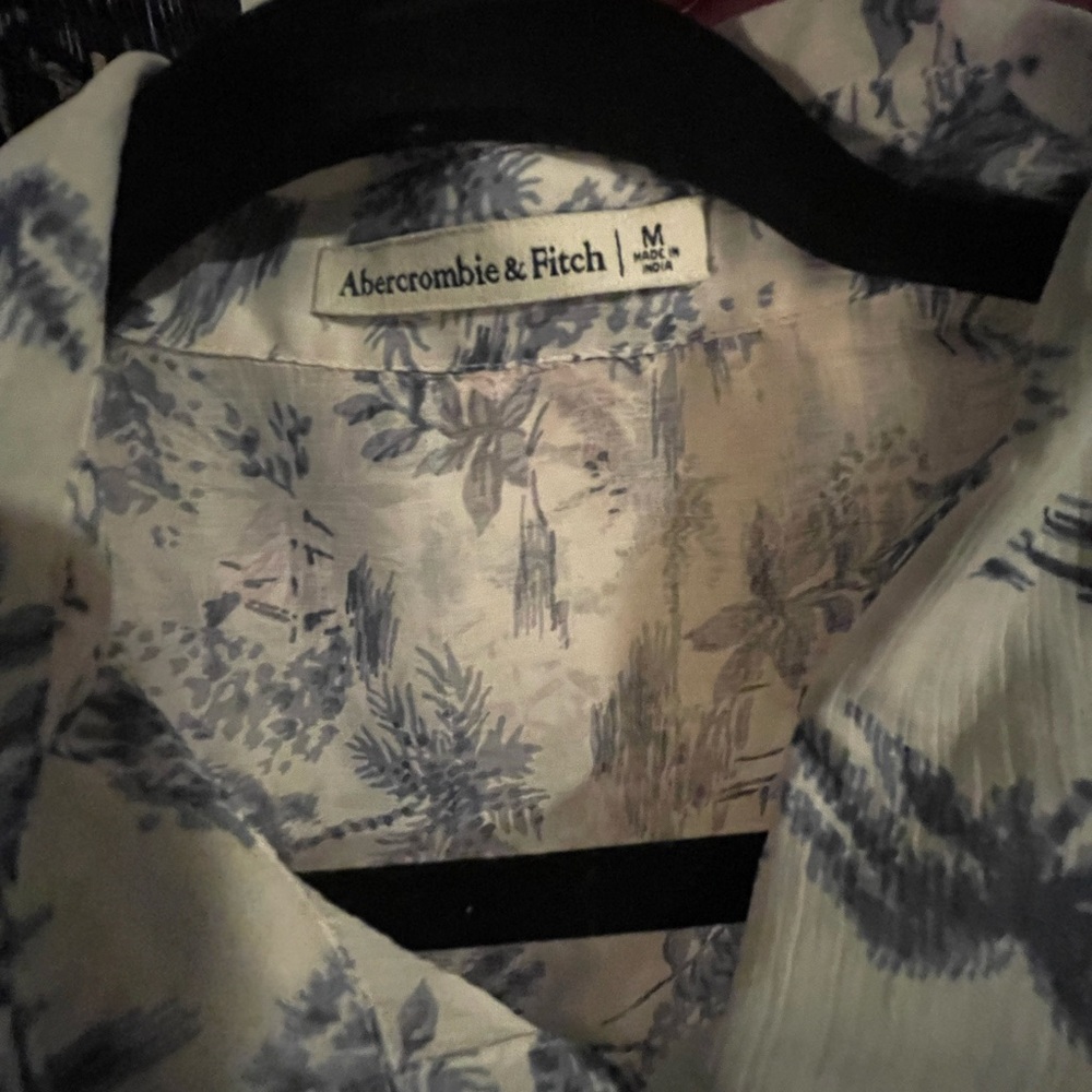 Abercrombie & Fitch Blue Casual Button Down Sheer Shirt